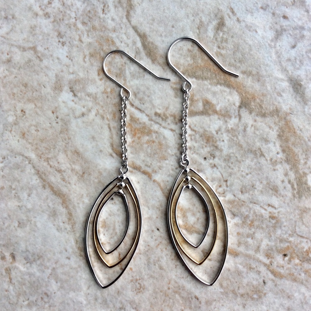 Sterling Silver & G. Plated 3 tear drop Earrings